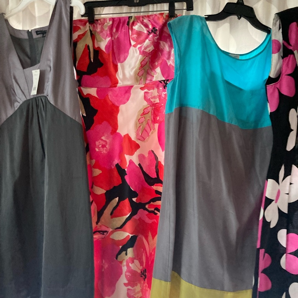 Strapless banana republic pink floral silk dress